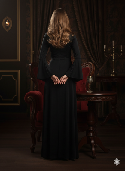 False Lace Dress with Laces for Halloween, Long Sleeve Dress for Vampire Cosplay, Women's Clothing, Carnival