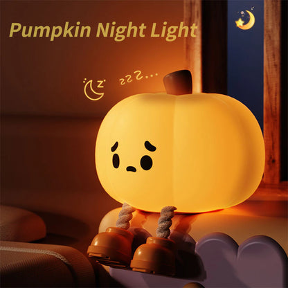 Pumpkin Night Light Cute LED Lamp Silicone Dimmable Nursery Bedside Touch