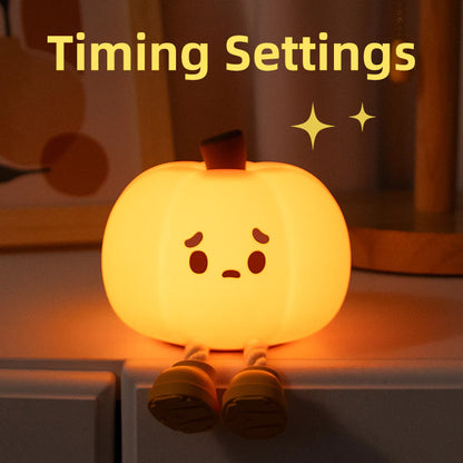 Pumpkin Night Light Cute LED Lamp Silicone Dimmable Nursery Bedside Touch