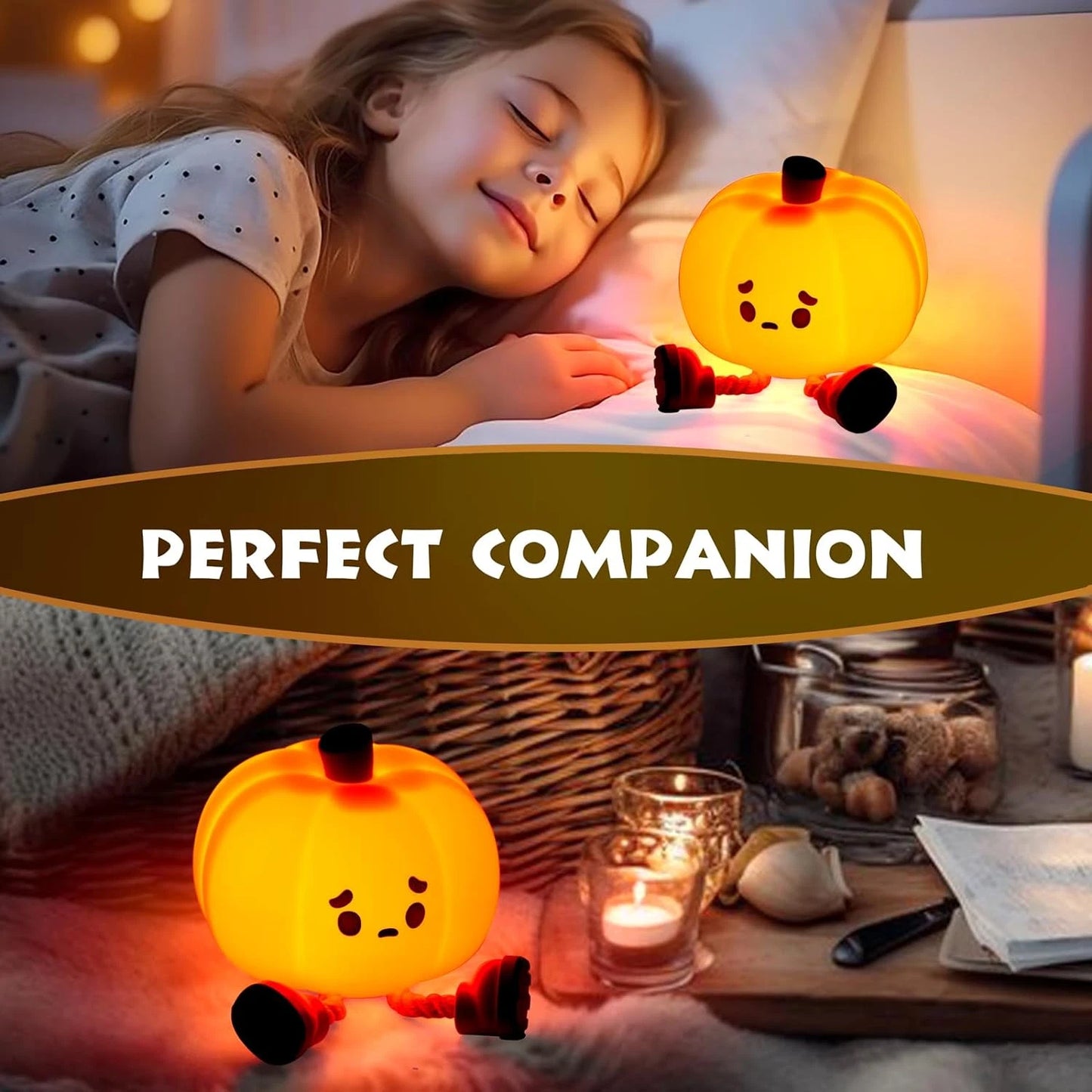 Pumpkin Night Light Cute LED Lamp Silicone Dimmable Nursery Bedside Touch