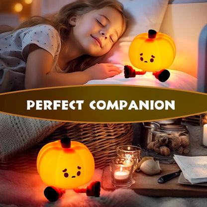 Pumpkin Night Light Cute LED Lamp Silicone Dimmable Nursery Bedside Touch